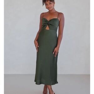 Park & Fifth Aletta bridesmaid dress. Olive green